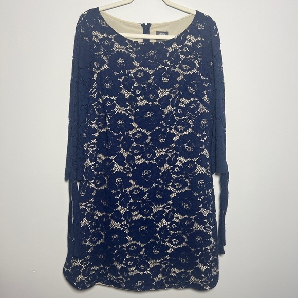 Vince Camuto Blue Lace 3/4” Sleeve Dress - Picture 1 of 7